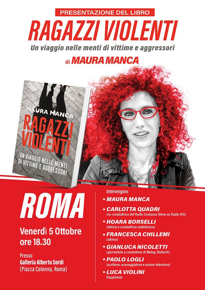 Ragazzi Violenti. Un evento per la presentazione dell’ultimo libro di Maura Manca il 5 ottobre a Roma