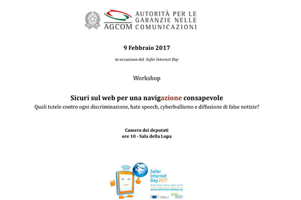 Sicuri sul web per una navigazione consapevole. Il 9 febbraio alla Camera dei deputati